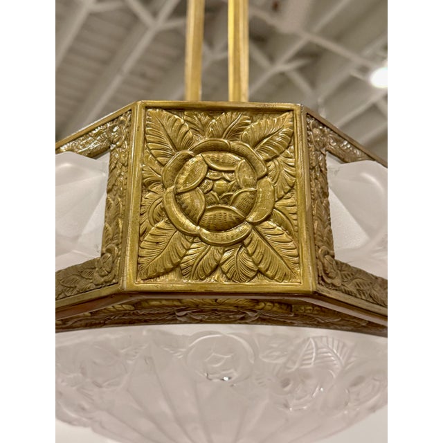 Art Deco French Art Deco Chandelier Signed by Degué For Sale - Image 3 of 9