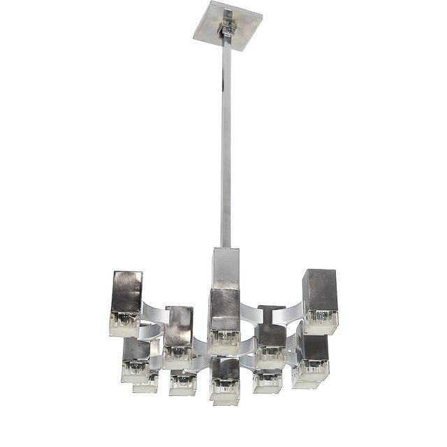 Mid-Century Modern Italian Cubic Chandelier by Gaetano Sciolari, 1970 For Sale