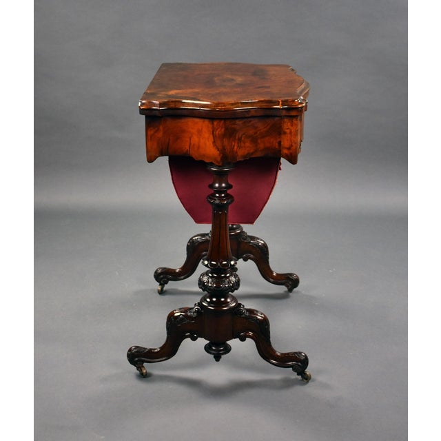 19th Century English Victorian Burr Walnut Games Table, 1860s For Sale - Image 6 of 18