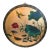 30" Hand-Painted Kingfisher & Lotus Flower Gold Leaf Lacquered Wall Plaque For Sale