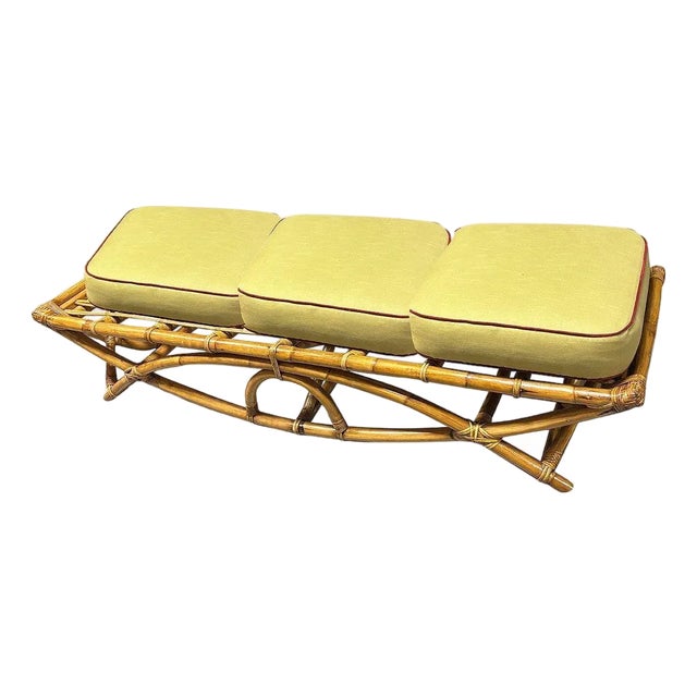 1930s Restored Rattan Three-Seater "Eye" Bench by Paul T Frankl, Attributed For Sale