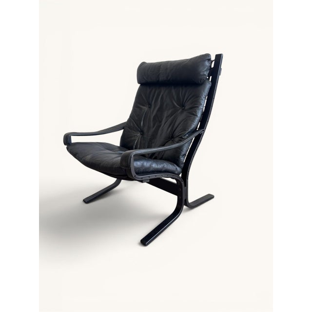 Vintage Siesta Lounge Chair in Black Leather by Ingmar Relling for Westnofa, 1963 For Sale - Image 6 of 6