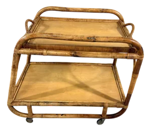 Rattan Trolley with Serving Tray, 1950s