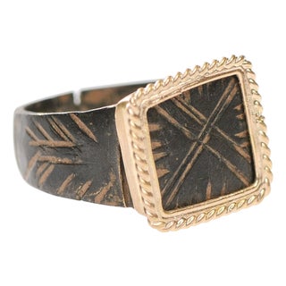Byzantine Bronze Ring W/ 21k Gold Rope Trim, Size 6.75 For Sale