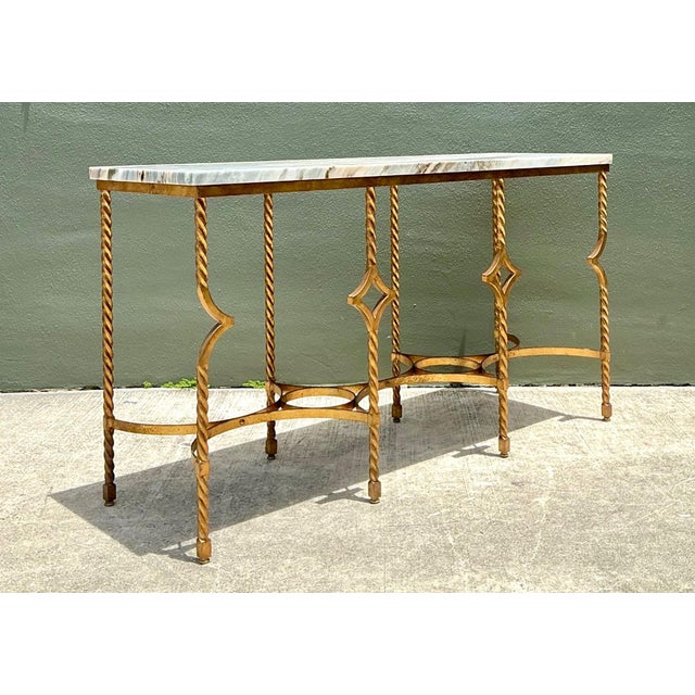 Vintage Twisted Iron and Marble Console Table For Sale - Image 9 of 18