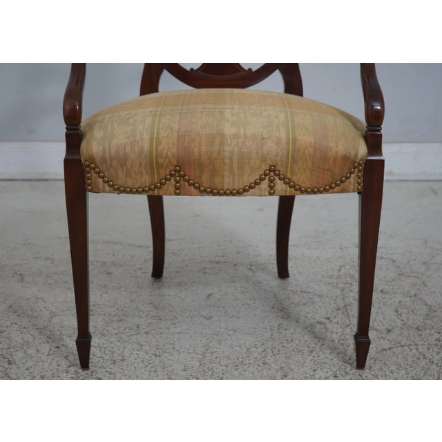 Brown Pair Karges Hepplewhite Plume Carved Armchairs For Sale - Image 8 of 12