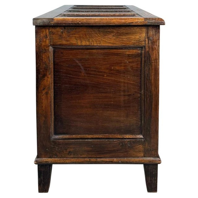 Early 20th Century Oak Blanket Box with Panelled Front For Sale - Image 4 of 11