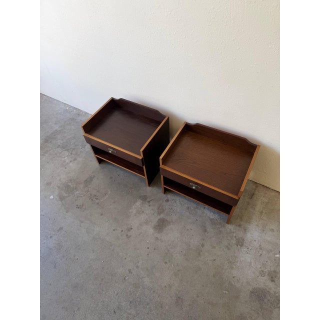 Mid 20th Century Pair of Mid 20th Century Danish Oak Nightstands by Denka – Vintage Scandinavian Bedside Tables For Sale - Image 5 of 10