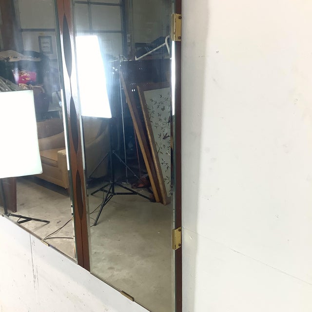 MCM Sculptural Walnut Tri-Fold Mirror For Sale - Image 11 of 11