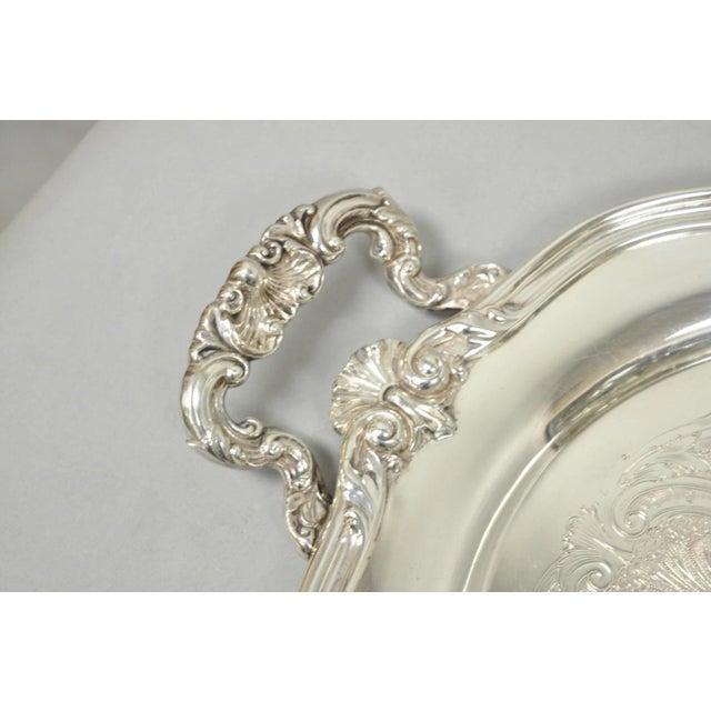 Victorian Vintage Reed & Barton 05600 Regent Victorian Silver Plated Serving Platter Tray For Sale - Image 3 of 13
