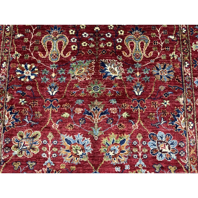 Red Sultani Persian Floral Rug, 4'2" X 6'1" For Sale - Image 12 of 12