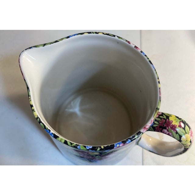 Mid 20th Century Vintage Crown B Burslem Staffordshire Chintz Floral Pitcher For Sale - Image 5 of 7