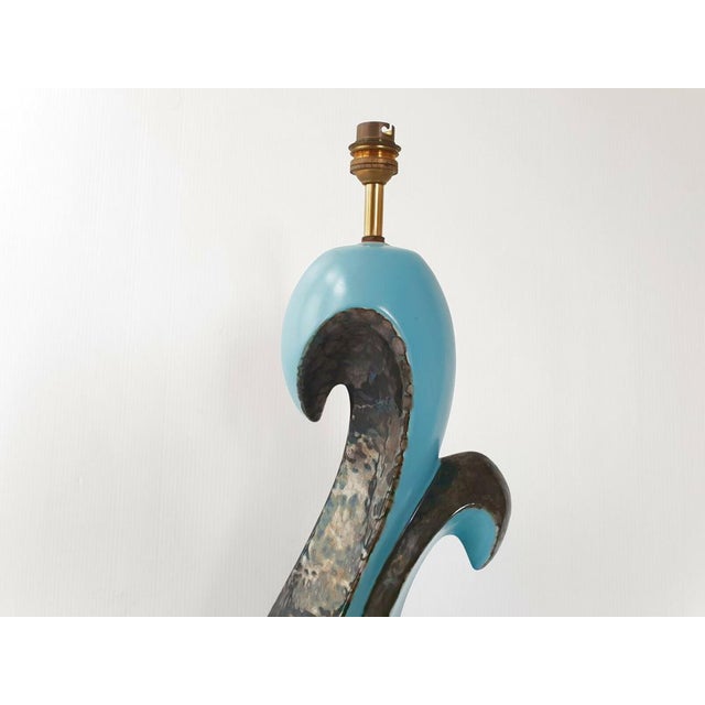 Vintage 2-Tone Ceramic Table Lamp, 1950s For Sale - Image 4 of 9