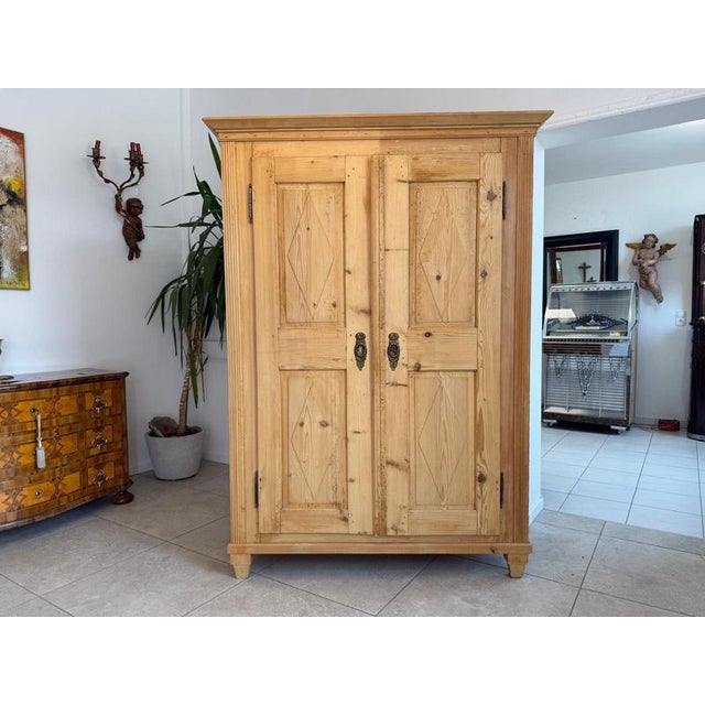 Biedermeier Farmhouse Cupboard in Softwood For Sale - Image 4 of 11