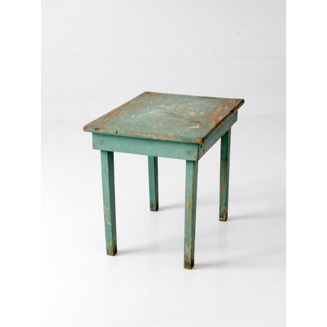 Antique Painted Primitive Farmhouse Side Table For Sale - Image 11 of 14