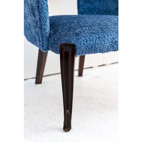 Set of Wood and Bouclé Armchairs, 1950s For Sale - Image 8 of 9