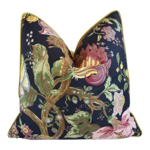 Designer Braemore Jacobean Botanical Floral Feather/Down Pillow 24" Square