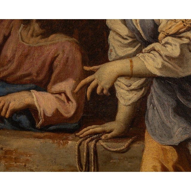 Bolognese School Artist, Christ and the Samaritan Woman at the Well, Oil on Canvas, 17th Century For Sale - Image 4 of 8