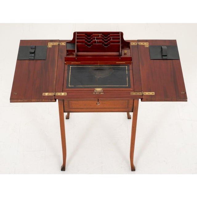 Brown Mahogany Sheraton Popup Writing Table Desk, 1890s For Sale - Image 8 of 13