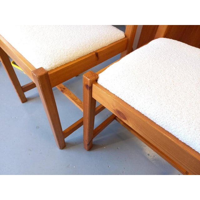 Set of Pine Chairs with Fabric Seats, 1970s For Sale - Image 6 of 18