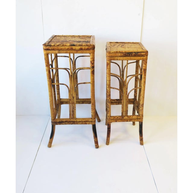 Wicker Bamboo Pedestal Column Stand For Sale - Image 10 of 13