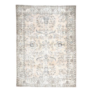 1970s Vintage Persian Handmade Wool Cotton Brown Area Rug For Sale