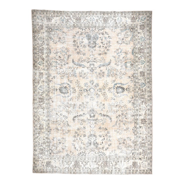 1970s Vintage Persian Handmade Wool Cotton Brown Area Rug For Sale