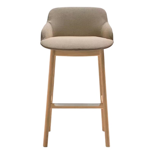 Deep Stool in Oak and Upholstered Seat by Quinti Sedute For Sale