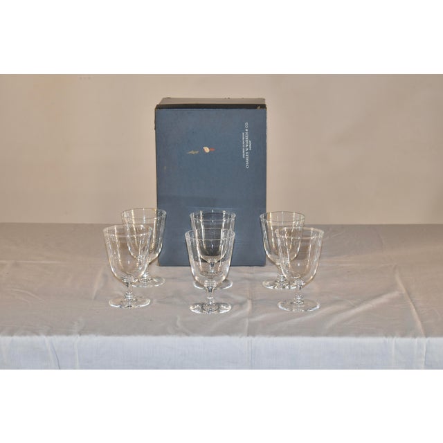 Mid-Century Modern Set of 6 Steuben Wine Glasses in Original Box, Circa 1950's For Sale - Image 3 of 10