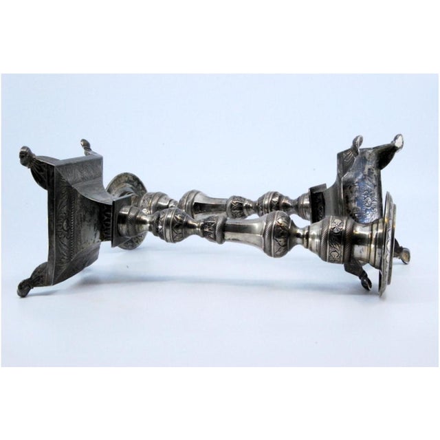 Silver Candlesticks with Turned and Embossed Shafts, Set of 2 For Sale - Image 5 of 10