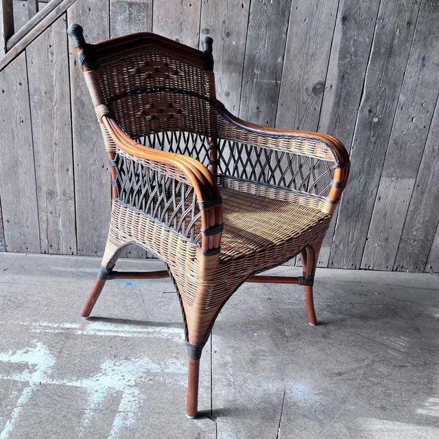 Vintage Wicker Bedroom Armchair For Sale - Image 4 of 12