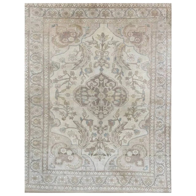 Textile 1950s Vintage Old Persian Turkeman Area Rug 4x5 For Sale - Image 7 of 10