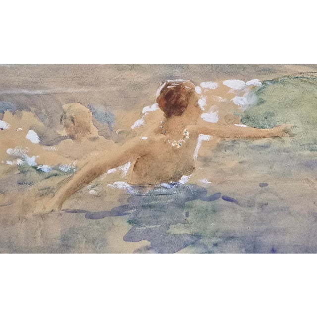 1910s Antoine Calbet – Female Nude Bather in the Sea – French Belle Époque Painting For Sale - Image 5 of 10