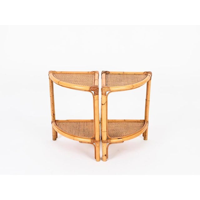 French Riviera Nightstands or Side Tables in Bamboo Rattan, Italy, 1970s, Set of 2 For Sale - Image 11 of 15