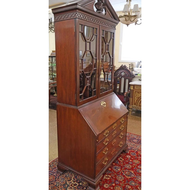 Wood Kindel Furniture National Trust Collection Mahogany Carved Secretary Desk For Sale - Image 7 of 18