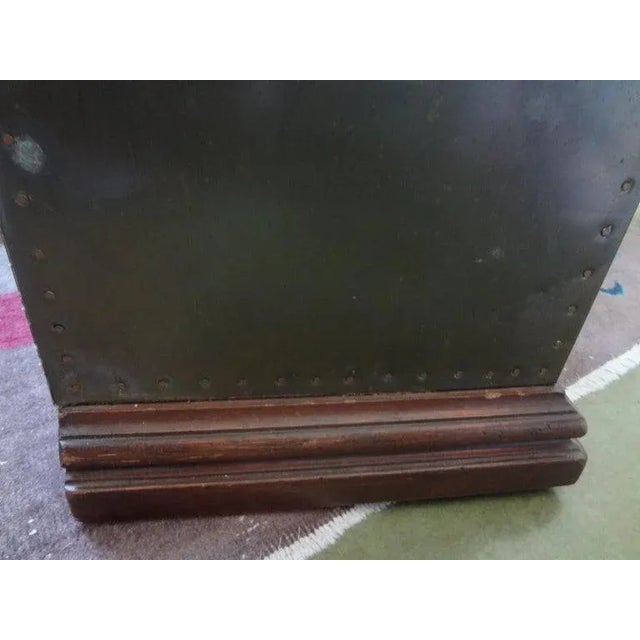 Sarreid Brass Clad Pedestal Cabinet With Nail Head Trim For Sale - Image 9 of 13