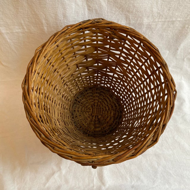 1980s Wicker Waste Basket For Sale - Image 4 of 7
