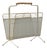 Vintage Metal Newspaper Holder with Wooden Handle, 1950s For Sale