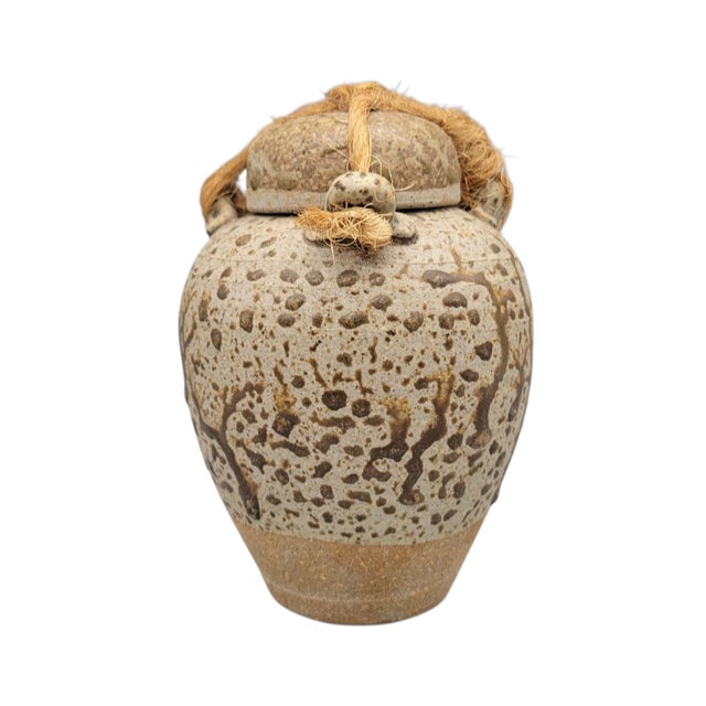 Asian Inspired Studio Pottery Stoneware Urn Ginger Jar For Sale - Image 13 of 14
