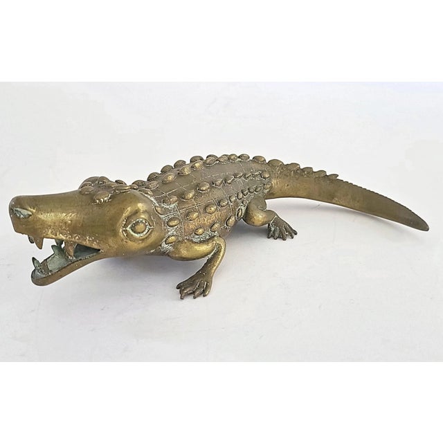 1940's Vintage Brass Crocodile Figurine For Sale - Image 12 of 12