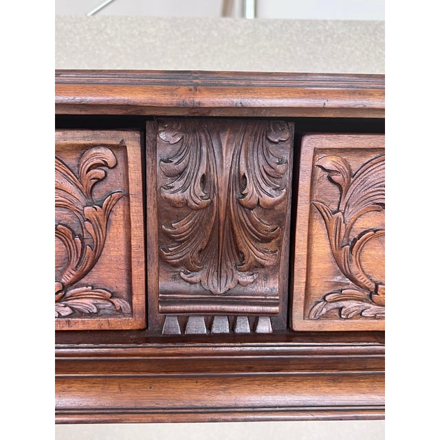 19th Century Console Carved Table Renaissance with Beige Marble Top For Sale - Image 11 of 18