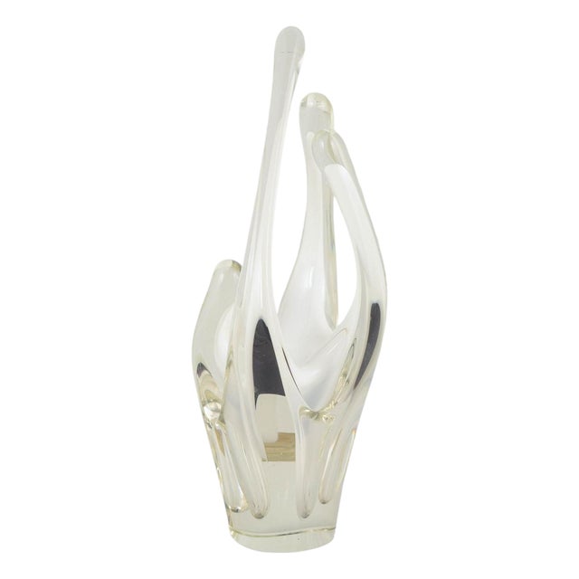 Sculptural Art-Glass Coquille Vase by Paul Kedelv for Flygfors, 1955 For Sale