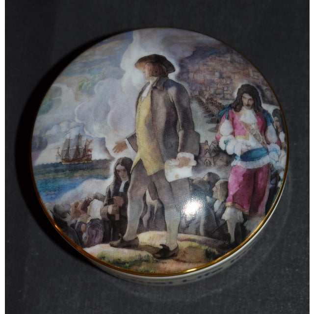 Vintage Tiffany & Co. Covered Porcelain Box William Penn Historical For Sale - Image 9 of 13