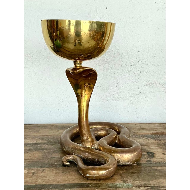 Vintage Polished Brass Cobra Bowl For Sale - Image 11 of 12