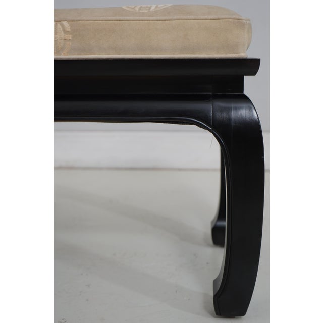 Century Furniture Century Oriental Style Leather Seat Black Lacquer Bench For Sale - Image 4 of 13