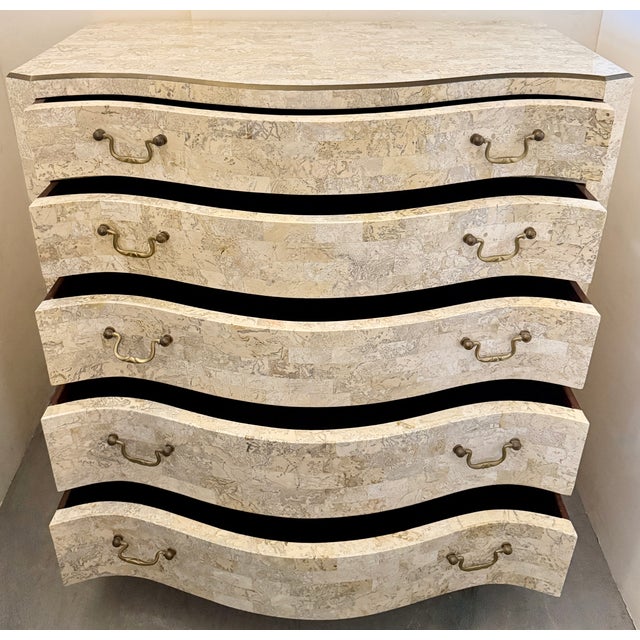 French Provincial 1980s Tessellated Stone With Inlaid Bronze Commode Design by Maitland Smith For Sale - Image 3 of 12