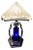 1980s Frankart Era Art Deco Style Chrome & Cobalt Figural Lamp With Vivian Glass Shade For Sale