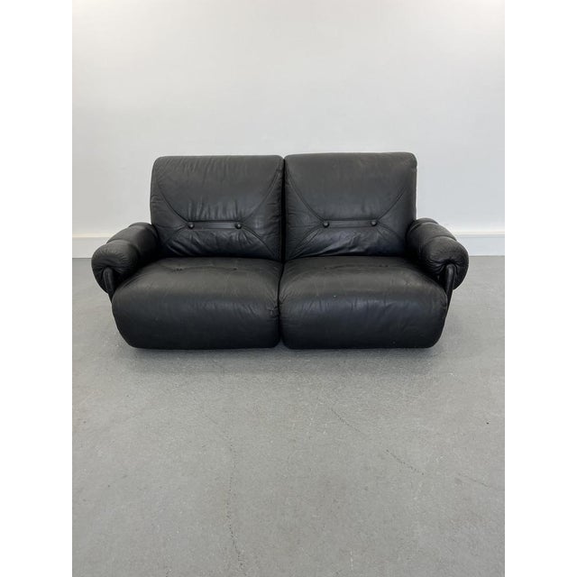 Modular Leather Black Sofa, 1960s For Sale - Image 14 of 14