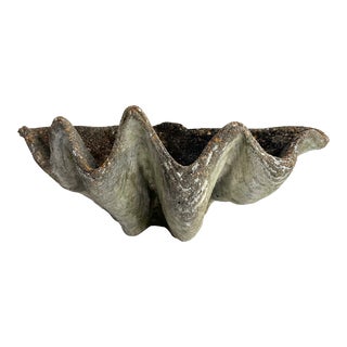 1970s Stone and Cement Clam Shell Planter For Sale