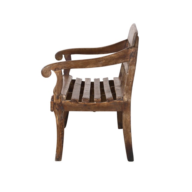 Indian Antique Indian Teakwood Bench For Sale - Image 3 of 6